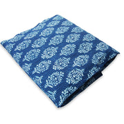 Indigo Blue Floral Block Printed Cotton Christmas Gift Fabric